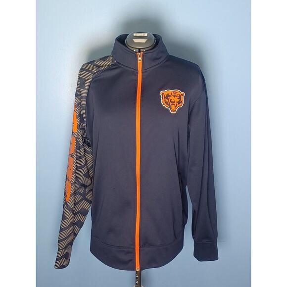 Chicago Bears Zip Up Thermal Base Jacket Graphic Sleeve Blue,Orange,Gray Large - Picture 15 of 15